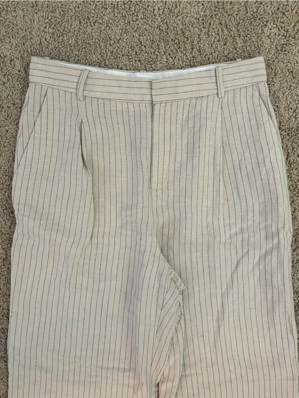 Mango linen blend pinstripe pants